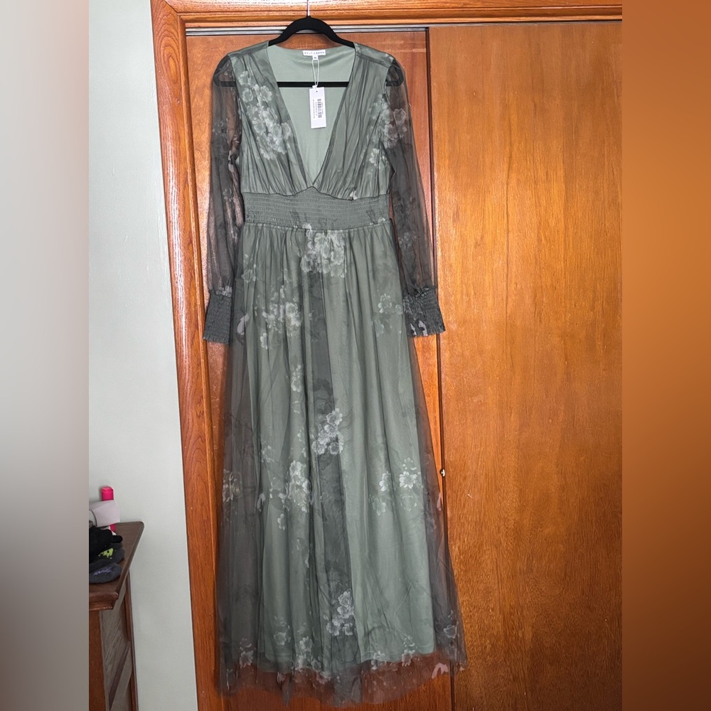 Baltic Born Layla Tulle Maxi Dress Dusty Green Floral